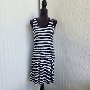 Calvin Klein Women's Navy Blue White Racerback Sleeveless Knee Length Dress XS